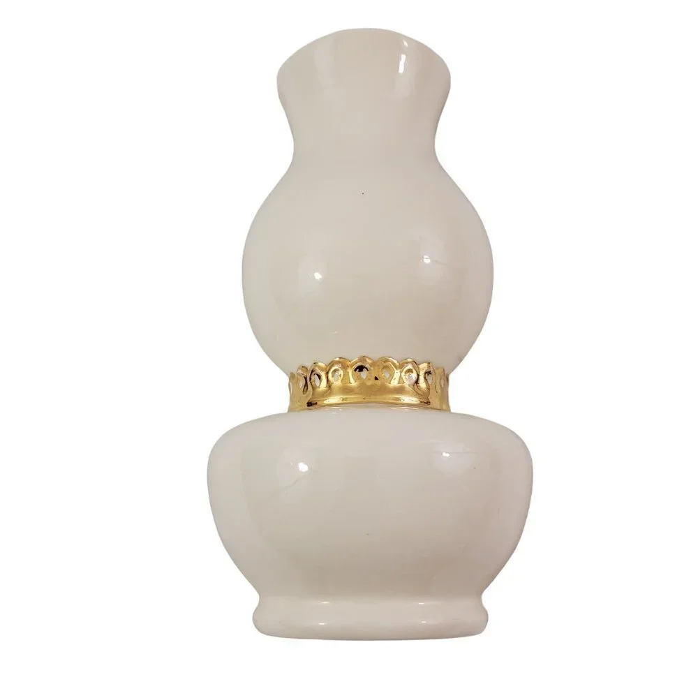 SIGNED Art Ceramic Ivory with Gold Accent Tabletop Wall Vase